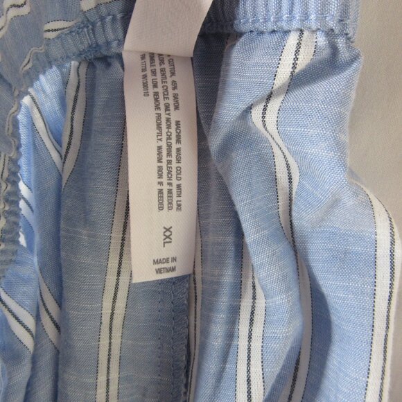 Auden Pajama Set Blue White Striped Shorts Button Down Short Sleeve Size XXL NWT - Picture 5 of 14